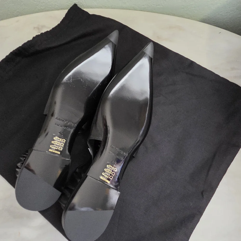 Anine Bing Hilda Slingback Black Leather Flats - Picture 9 of 12